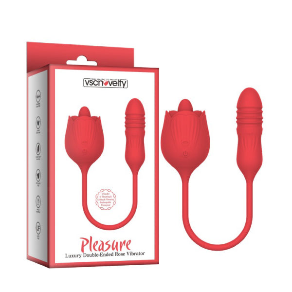 Vibrador Rosa de Doble Extremo – Lamedor y Penetrador