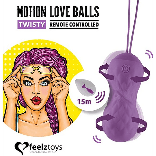BOLITA VIBRADORA MOTION LOVE BALLS TWISTY C/ CONTROL REMOTO FEELZTOYS