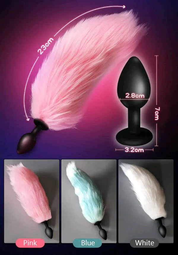 COLA DE ZORRO CON LUZ LED Y PLUG DE SILICONA TALLA "S"